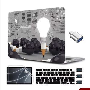 MacBook Air 13.6” ‘Creative Bulb’ HARDSHELL Protective Case BUNDLE